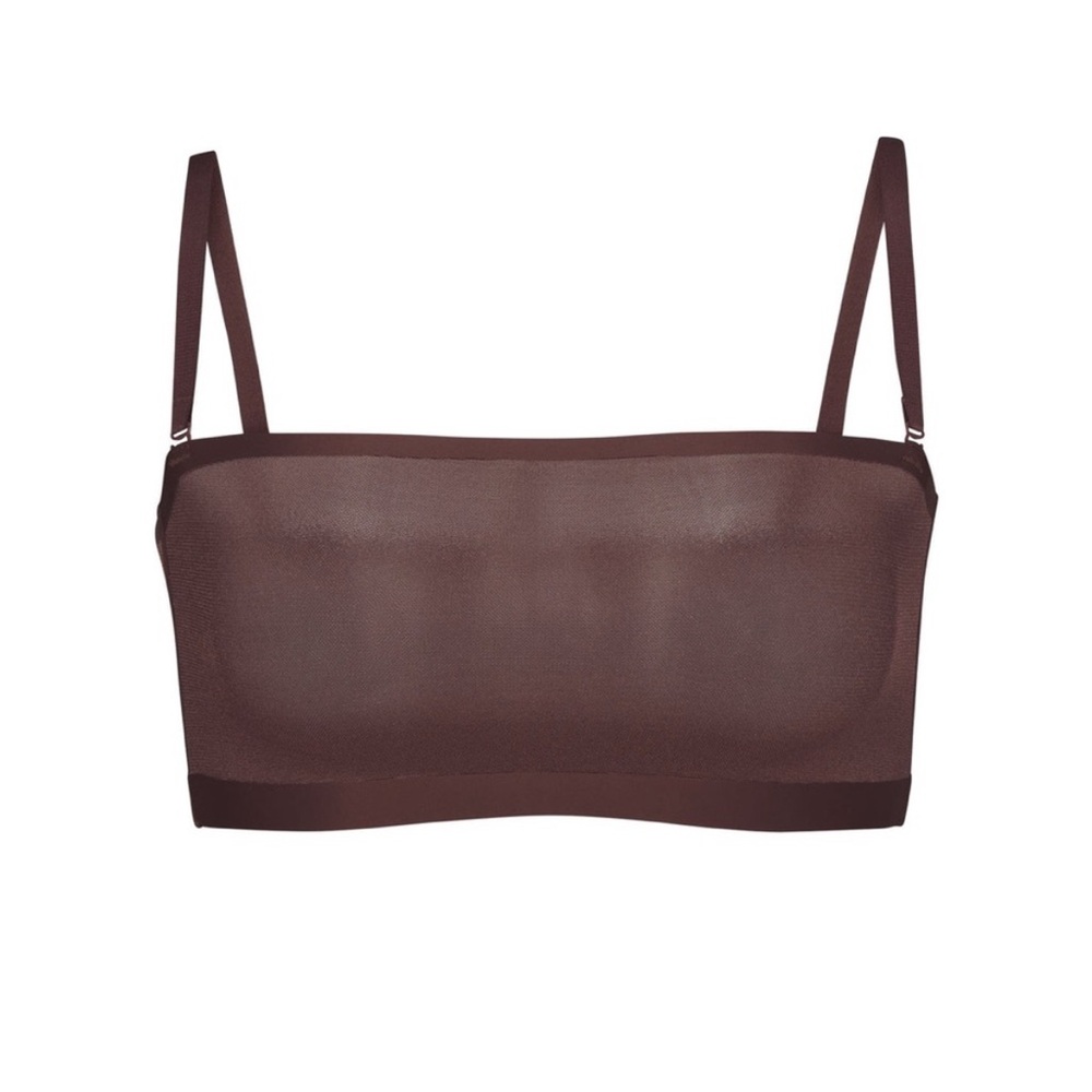 SKIMS Sheer‎ Sculpt Bandeau Bra Espresso XXS NWT Strapless Shapewear
